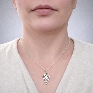 Arrowhead Pendant Necklace 22" Tribal Geometric Silver Tone *NEW*